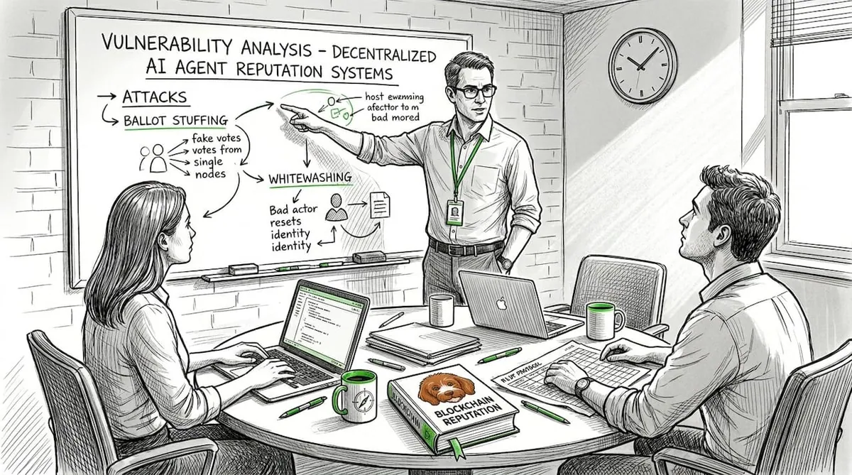 Team discussing decentralized agent trust vulnerabilities